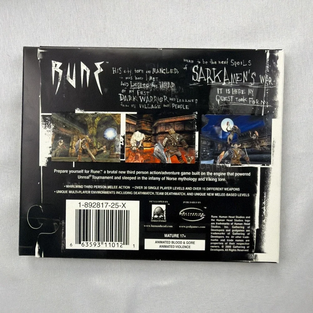 Rune PC Video Game 2000 Humanhead Vintage BIG BOX